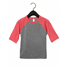 Grey/Red Triblend Toddler 3/4 Sleeve Baseball Tee