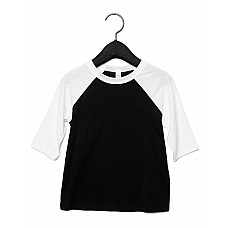 Black/White Toddler 3/4 Sleeve Baseball Tee