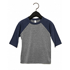 Grey/Navy Triblend Toddler 3/4 Sleeve Baseball Tee