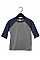 Grey/Navy Triblend Toddler 3/4 Sleeve Baseball Tee