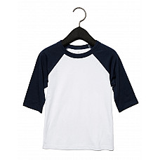 White/Navy Toddler 3/4 Sleeve Baseball Tee