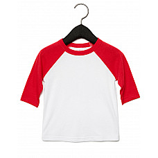 White/Red Toddler 3/4 Sleeve Baseball Tee