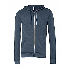 Heather Navy Canvas Unisex Poly-Cotton Fleece Full-Zip Hoodie