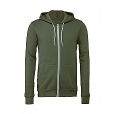 Military Green Canvas Unisex Poly-Cotton Fleece Full-Zip Hoodie