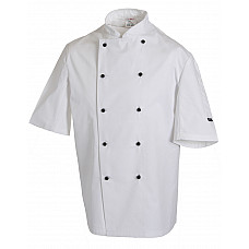 White Removable Stud Short Sleeve Chef's Jacket