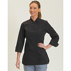 Black Ladies' Long Sleeve Fitted Chef's Jacket