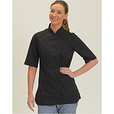 Black Ladies' Short Sleeve Fitted Chef's Jacket