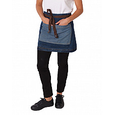 Dark Blue Denim Denim Waist Apron with Contrasting Pocket