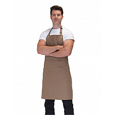 Beige Canvas Bib Apron With Pocket