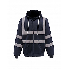 Navy Hi-Vis Zipped Hoodie