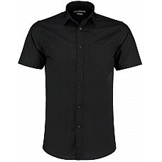 Black Tailored Fit Short Sleeve Poplin Shirt