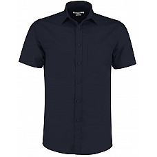 Dark Navy Tailored Fit Short Sleeve Poplin Shirt