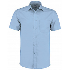 Light Blue Tailored Fit Short Sleeve Poplin Shirt