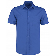 Royal Blue Tailored Fit Short Sleeve Poplin Shirt