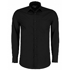 Black Tailored Fit Long Sleeve Poplin Shirt