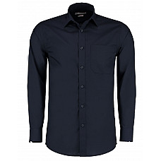 Dark Navy Tailored Fit Long Sleeve Poplin Shirt