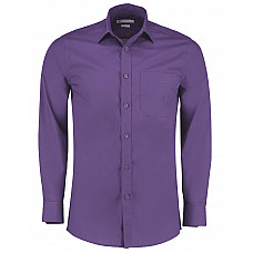 Purple Tailored Fit Long Sleeve Poplin Shirt