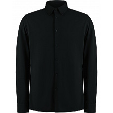 Black Tailored Fit Superwash 60 Pique Shirt (Long Sleeve)