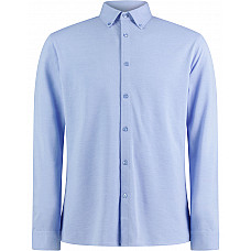 Light Heather Blue Tailored Fit Superwash 60 Pique Shirt (Long Sleeve)