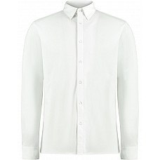 White Tailored Fit Superwash 60 Pique Shirt (Long Sleeve)