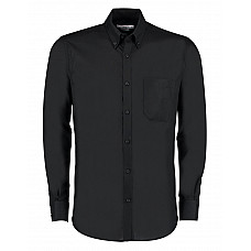 Black Slim Fit Long Sleeve Workwear Oxford Shirt