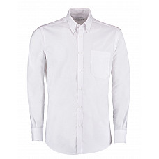 White Slim Fit Long Sleeve Workwear Oxford Shirt