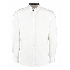 White/Mid Blue Tailored Fit Long Sleeve Premium Contrast Oxford Button Down Collar Shirt