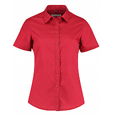 Red Tailored Fit Short Sleeve Poplin Shirt