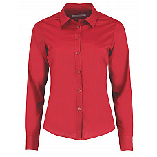 Red Tailored Long Sleeve Poplin Shirt