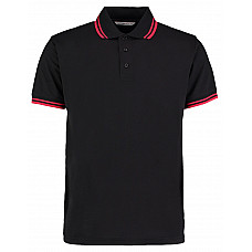 Black/Red Classic Fit Tipped Collar Polo