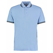 Light Blue/Navy Classic Fit Tipped Collar Polo