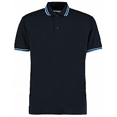 Navy/Light Blue Classic Fit Tipped Collar Polo