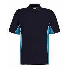 Navy/ Turqoise Classic Fit Track Polo