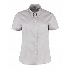 Silver Grey Tailored Fit Short Sleeve Premium Oxford Shirt