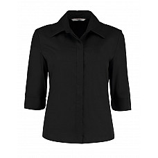 Black Tailored Fit 3/4 Sleeve Continental Blouse