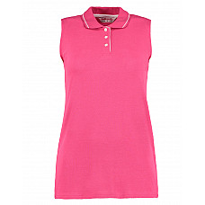 Raspberry/White Classic Fit Sleeveless Polo