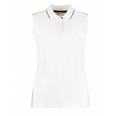 White/Navy Classic Fit Sleeveless Polo