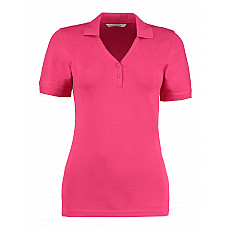 Raspberry Regular Fit Comfortec® V-Neck Polo