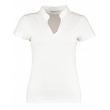 White Regular Fit Short Sleeve Mandarin Colar Top