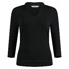 Black Womens Regular Fit Mandarin Collar Top