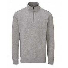 Heather Grey Melange Unisex Organic 1/4 Zip Sweat