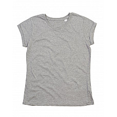 Heather Grey Melange Women's Roll Sleeve T