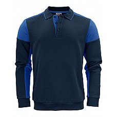 Navy/Cobalt Long Sleeve Polo Sweatshirt