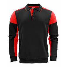 Black/Red Long Sleeve Polo Sweatshirt