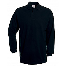 Black Heavymill Long Sleeved Polo Shirt