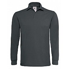 Dark Grey Heavymill Long Sleeved Polo Shirt