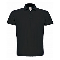 Black ID.001 Short Sleeve Pique Polo