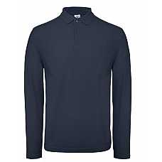 Navy ID.001 Men's Long Sleeve Polo