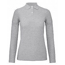 Heather Grey ID.001 Women's Long Sleeve Polo