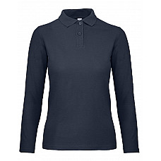 Navy ID.001 Women's Long Sleeve Polo